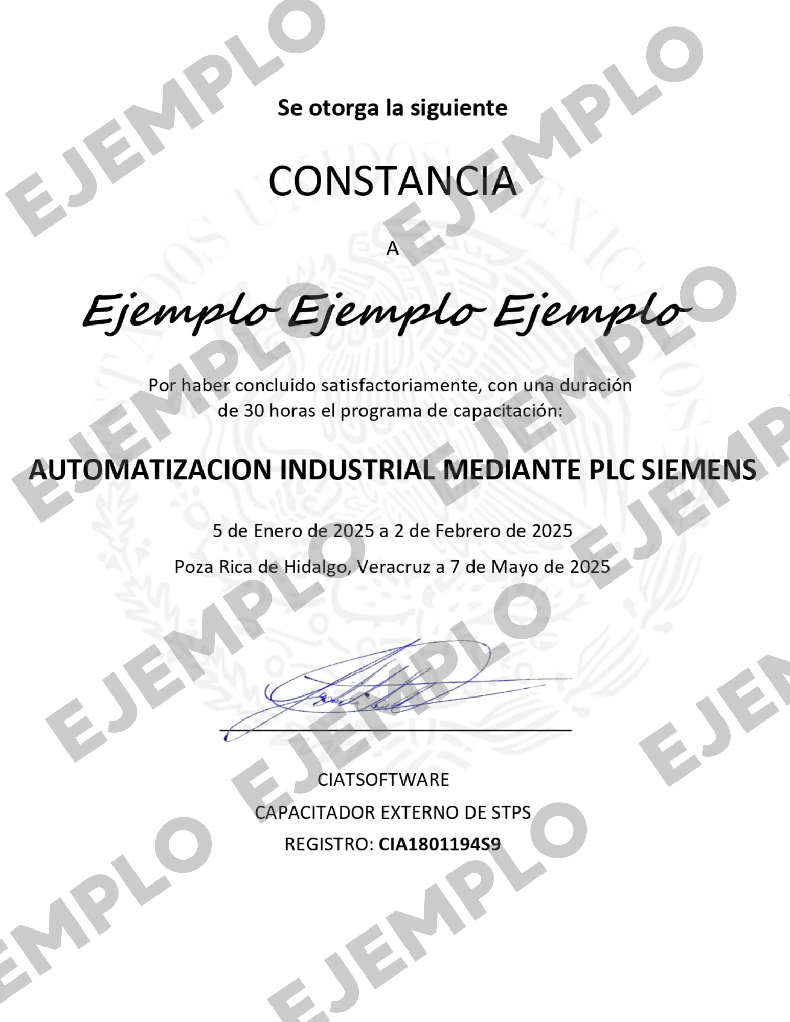 Constancia por Secretaria de Trabajo y Previsión Social (STPS)