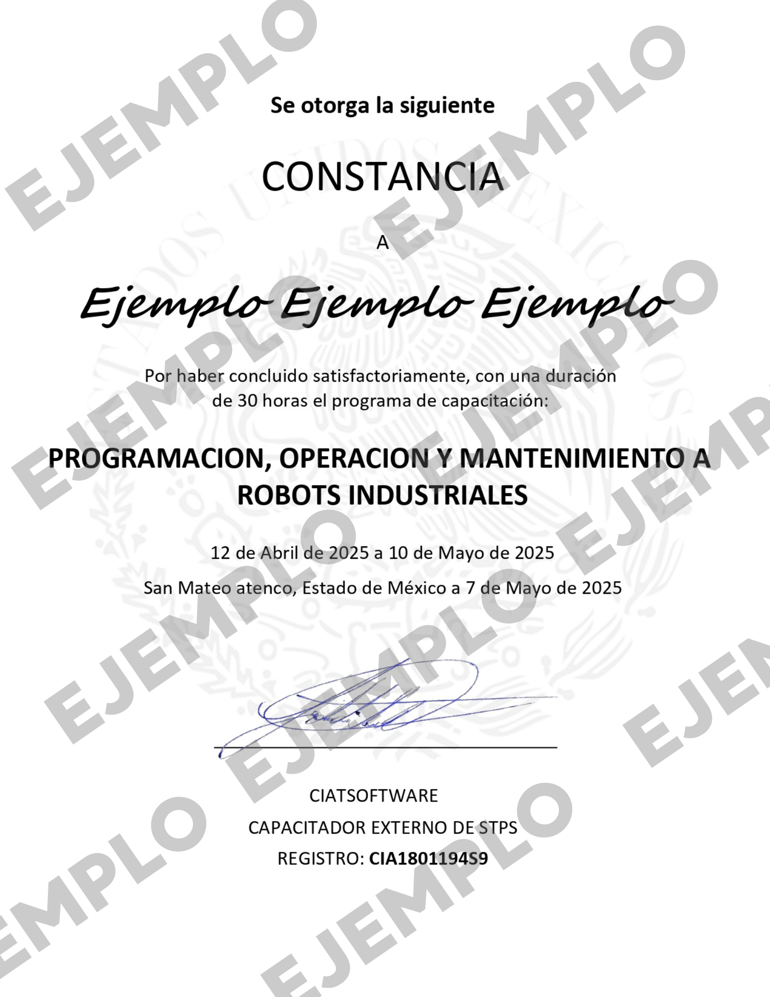 Constancia por Secretaria de Trabajo y Previsión Social (STPS)